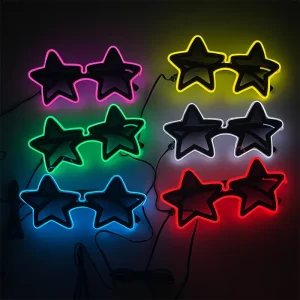 RICHSHINING Funny Star Shape Luminous LED Glasses Neon Rave EL Wire Sunglasses for Kids Back to School Party