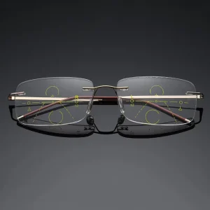 Reading Glasses Frameless Multifocal Rectangle Eyewear for Women and Men
