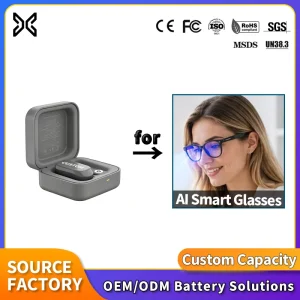 Rechargeable Smart AI Eyewear Battery Pack 12-20h 370-1100mAh Lithium-Ion OEM