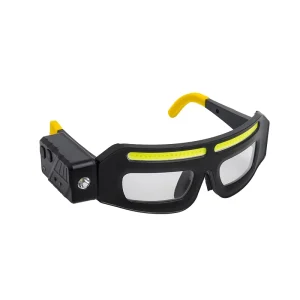 Rechargeable Warning Eyewear Headlamp with Motion Sensor and Dual Light Sources