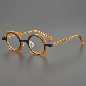 Rectangle Full-Frame Magnetic Computer Reading Glasses with Geometric Pattern, Diamond Red and Orange