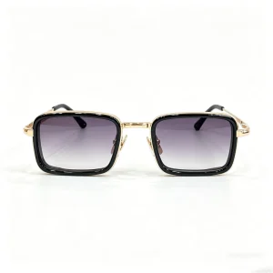 Rectangle Gradient Gold Metal Frame UV400 Unisex Sunglasses