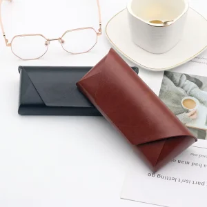 Rectangle Handmade Brown PU Leather Glasses Case for Myopia Sunglasses Large Retro Anti Pressure