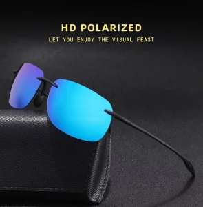 Rectangle Rimless Classic MJ Sunglasses TR90 Frame UV400 Photochromic Outdoor Sports Polarized Lens for Driving