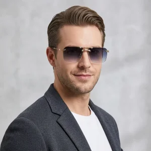 Rectangle Rimless Sunglasses UV400 Protection