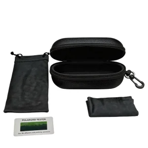 Rectangle Semi-Hard Zipper Eyeglasses Packaging Case with Printed Cloth and Polarizing Card