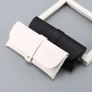 Rectangle Single-Nail Sunglasses PU Leather Soft Case Black