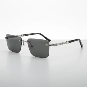 Rectangle Small Rimless Square Sunglasses for Men and Women Running Fishing Golf Surfing and Driving