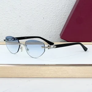 Rectangle Sunglasses with UV400 Square Lenses Metal Rimless Cat-Eye Eyeglasses