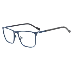 Rectangular Metal Frame Glasses for Men