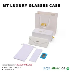 Rectangular Paper Sunglasses Case Box with Embossed Printing and Packaging Pouch