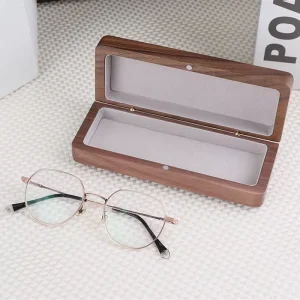 Rectangular Walnut Wood Glasses Case