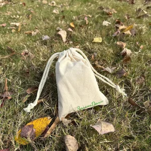Recyclable Organic Cotton Drawstring Pouch with Custom Logo, Natural Dust Bag for Rings and Earrings