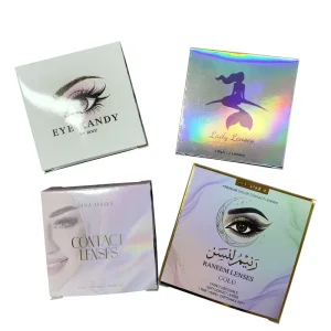 Recyclable Paperboard Contact Lenses Packaging Box with UV Coating Embossed Design Glossy Matt Lamination for Custom Orders