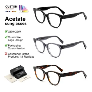 Retro Cat Eye Acetate Optical Eyeglasses HD AC Lens Unisex Full Rim