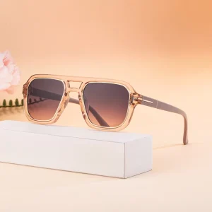 Retro Designer Custom Logo Square Oversized Double Bridge UV400 Shades Sunglasses for Women Men
