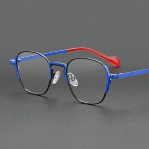 Retro Dual-Color Metal Eyeglass Frame, Lightweight