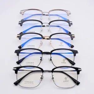 Retro Eyebrow Titanium Frame Business Casual Big Face Myopia Glasses 15012