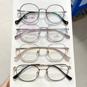 Retro Full-Rim Titanium Lightweight Optical Eyeglass Frames with Electroplated Bridge Ring Design Unisex