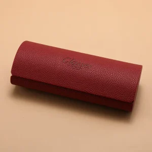 Retro Leather Eyewear Case with Metal Frame Lightweight Portable Sunglasses and Optical Glasses Box