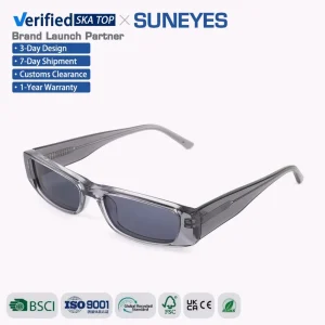 Retro Narrow Rectangle Acetate Polarized Sunglasses UV400 90s Y2K Tortoise Black