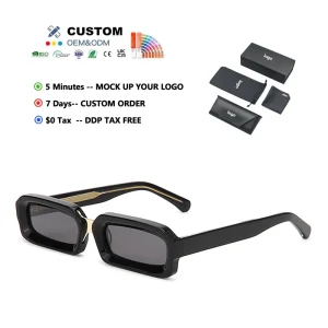 Retro Narrow Square Polarized Acetate Sunglasses for Women