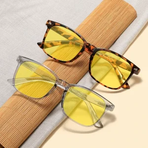 Retro Night Vision Anti Blue Light Glasses Unprescription Glasses for Men and Women Computer Gaming Protective Eyewear