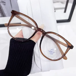 Retro Optical Glasses, Blue Clear Anti-Blue-Light Lenses, Black and Gray Frame, Diamond Face Shape