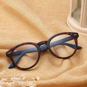 Retro PC Frame Reading Glasses Unisex Studs with Blue/Brown Round Frames for Men and Women
