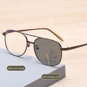Retro Photochromic Progressive Multifocal Presbyopia Reading Glasses Men Women Anti-Blue-Light