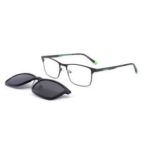 Retro Printed Metal Eyeglass Frames with Colorful TAC Lens Clip-On Frame for Diamond-Shaped Faces