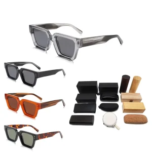 Retro Rectangle Customized Thick Acetate Polarized Sunglasses for Men and Women