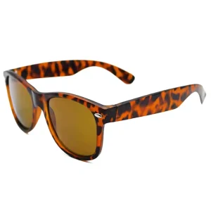 Retro Rectangle Polarized Sunglasses, Brown Frame, Clear Lens, Anti-Radiation