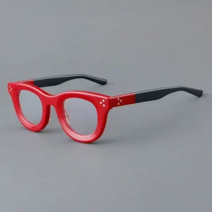 Retro Round Acetate Anti-Blue-Light Eyeglass Frames for Men