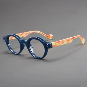 Retro Round Reading Glasses with Blue Light Protection and Small PC Frame