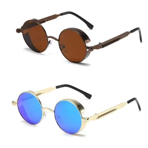 Retro Round Steampunk Sunglasses Unisex