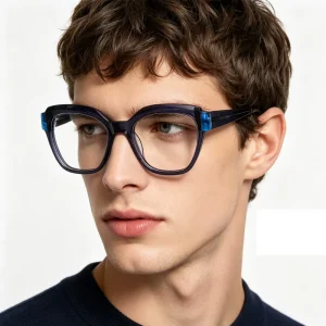 Retro Small Square Pink Optical Frames with Blue Light Filter
