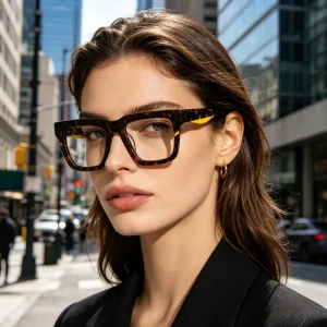Retro Square Acetate Eyewear Frames Unisex Vintage Thick Rim Optical Glasses