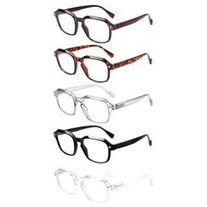 Retro Square Anti-Blue-Light Reading Glasses with Transparent Lenses, Women’s and Men’s