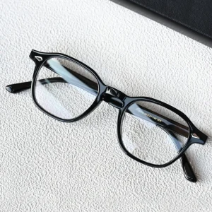 Retro Square Black Acetate Optical Eyeglass Frames for Men and Women