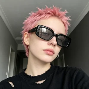 Retro Square Rectangle Sunglasses for Women and Men UV400 Acetate Frame