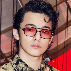 Retro Square Sunglasses with Double Bridge for Men and Women