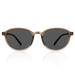 Retro Tea Colored Oval Full Frame Sunglasses for Square Faces Model 20374 UV400 Polarized Driving Fishing Glasses Crystal Clear