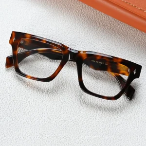 Retro Thick Square Tortoiseshell Acetate Optical Eyeglass Frames for Men and Women