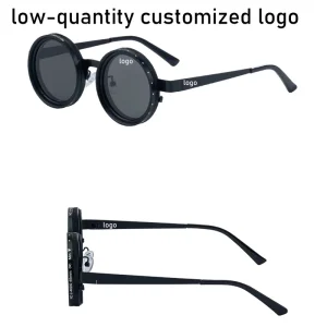 Retro Wrap Round Polarized Sunglasses with Metal Frame UV400 Anti-Glare
