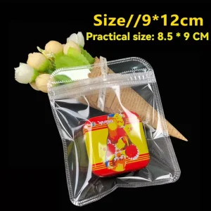 Reusable Double-Sided Clear PVC Zipper Pouch with Hang Hole for Jewelry and Keychains