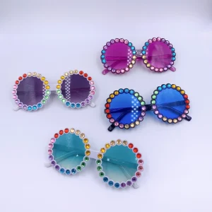 Rhinestone Round Beach Sunglasses for Kids Age 1-8