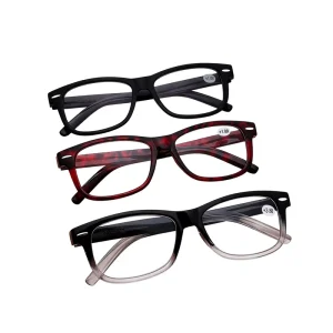 Rice-Nail Black-Frame Square Reading Glasses with Transparent Lenses