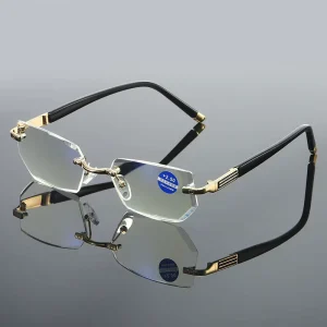 Rimless Anti-Blue Light Reading Glasses for Men with Blue Light Protection