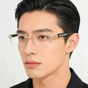 Rimless Classic Men Glasses Transparent Decorative Daily Glasses Unisex Fashion Reading Glasses Frameless